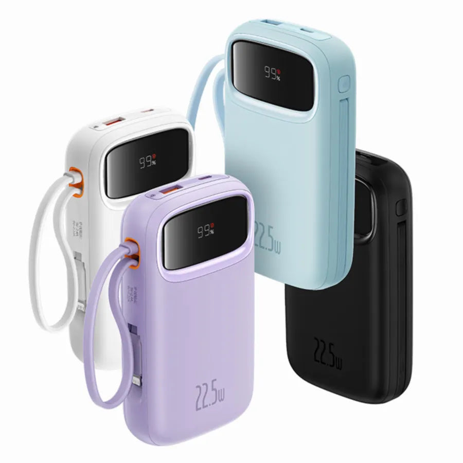 Baseus Comet Series 22.5W 20000mAh Dual Cable Digital Display Power Bank – Black Color
